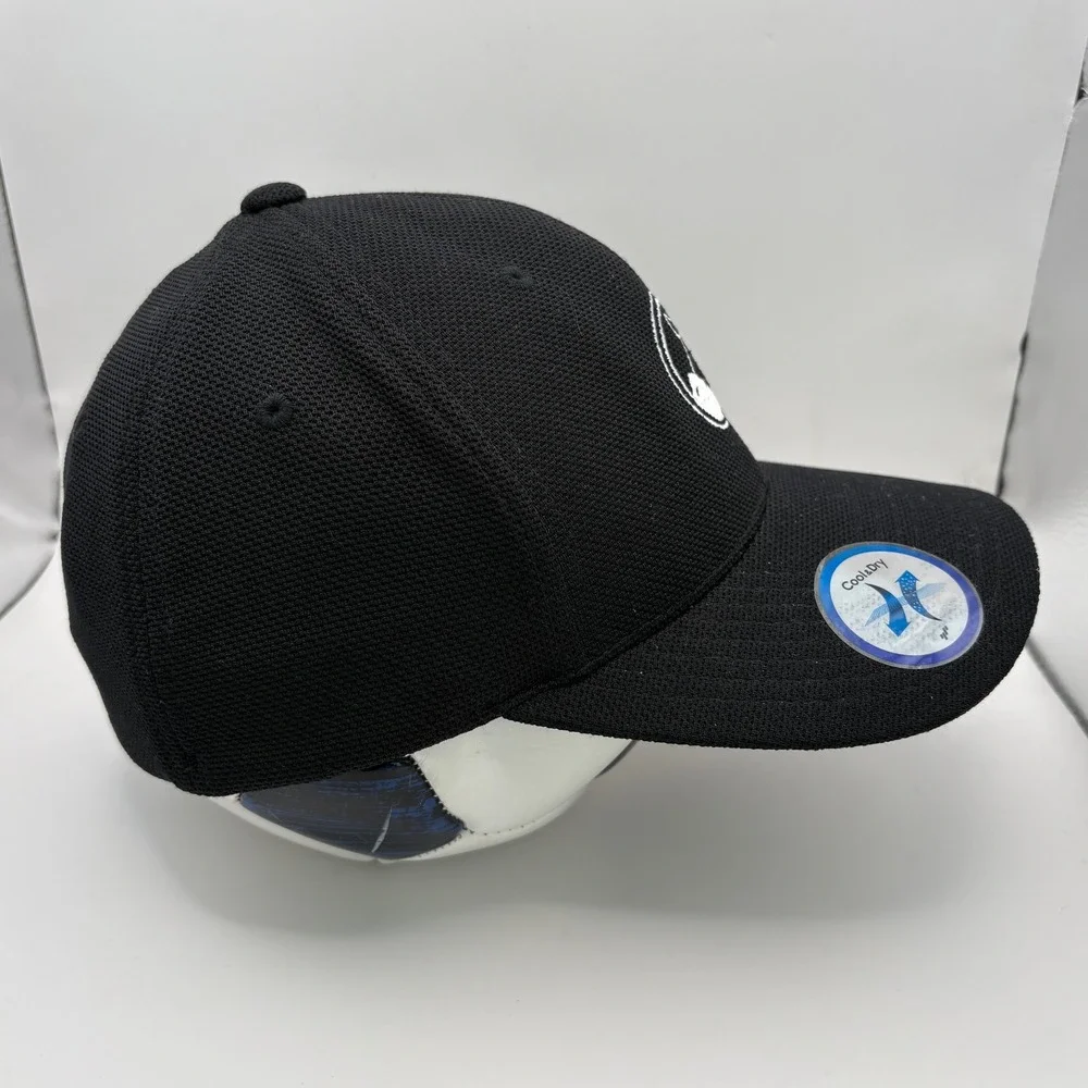 Flexfit Black Baseball Cap Embroidered Rooster Logo Cool Dry Performance‎